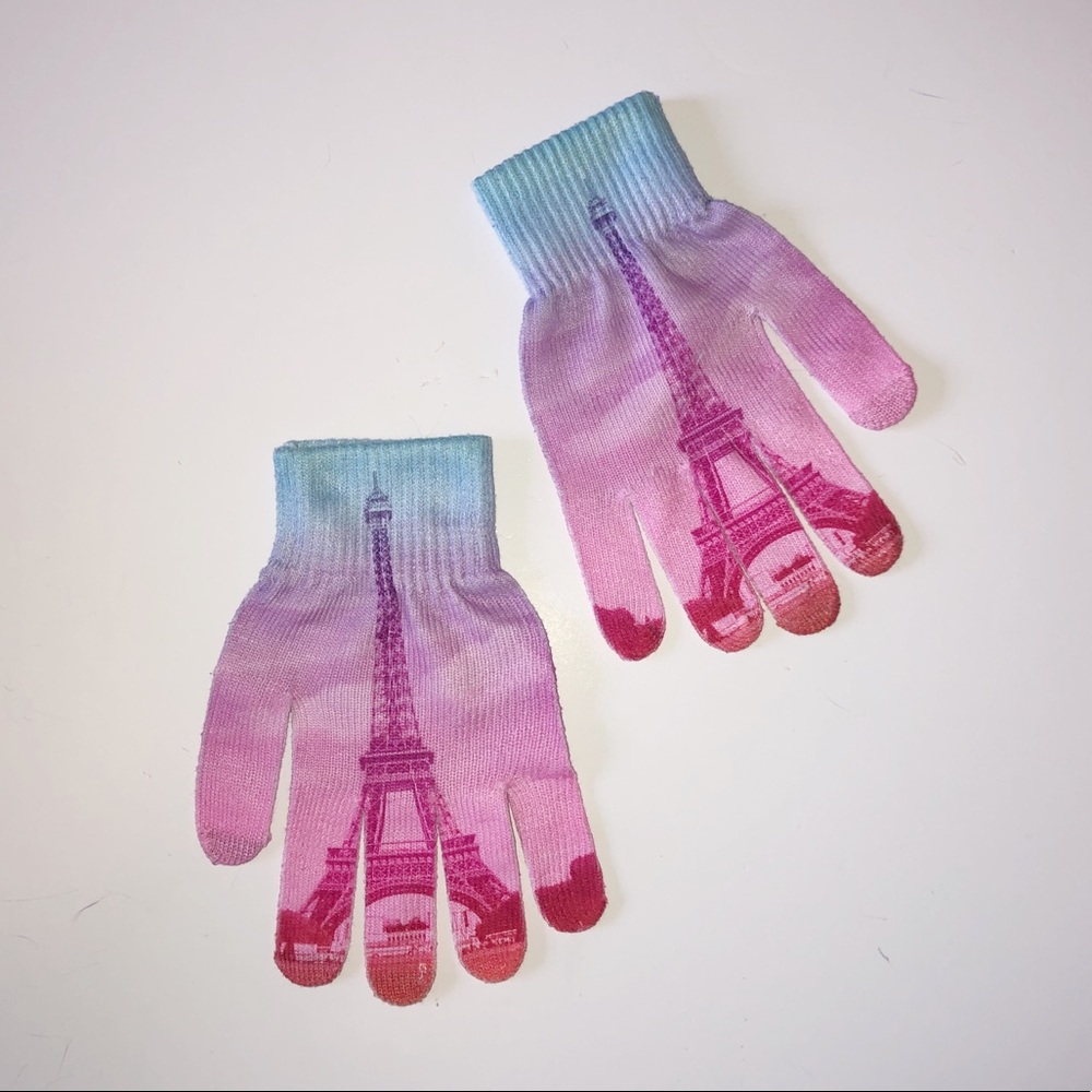 NEW EIFFLE TOWER PINK / PURPLE ONE SIZE GLOVES